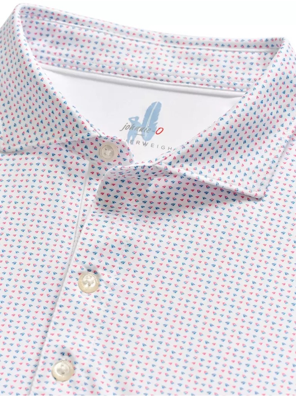 Johnnie-O Glidey Featherweight Polo Shirt Geometric Print Medium NWT
